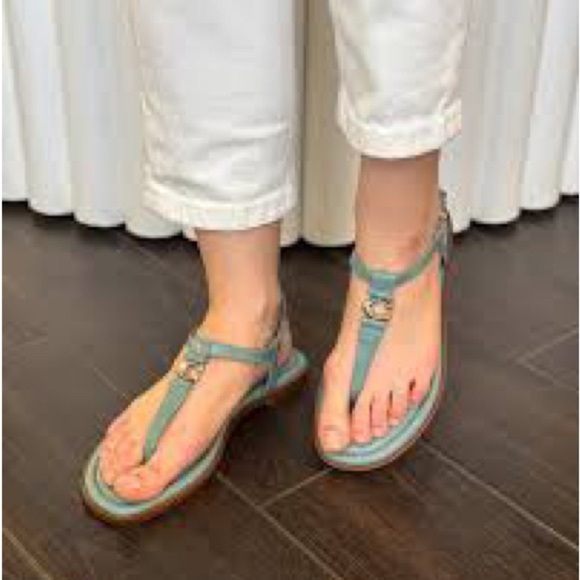 Coach Blue T-Strap Sandals with Metallic Detail - Picture 8 of 10